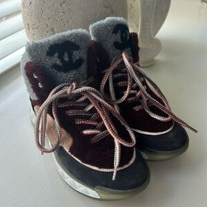 Chanel Shearling Hightop Sneakers